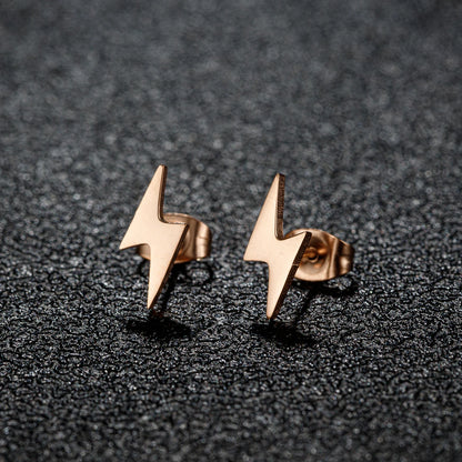 1Pair Stainless Steel Lightning Bolt Earrings Punk Thunder Earring for Men Women Daily Jewelry