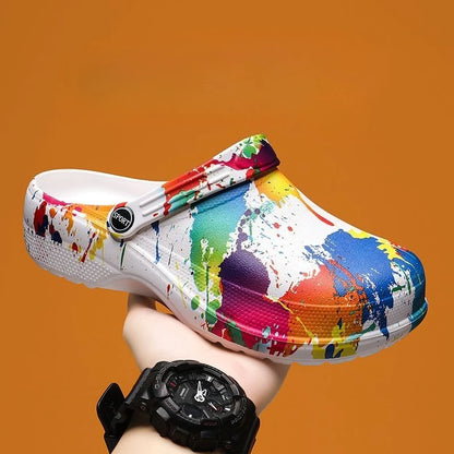 Graffiti Beach Platform Shoes Outdoor 2025 Style Adult Eva Trend Slippers for Men Summer Sale Designer Luxury Fun Sandals Man