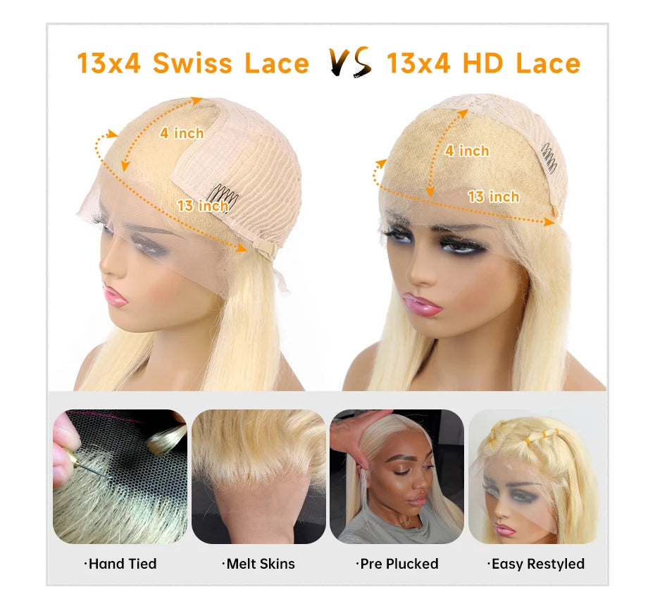 Blonde 613 Lace Front Wigs 13x6 HD Lace Wig Human Hair 13x4 Lace Frontal Wig Brazilian Body Wave Remy Hair Extensions For Women