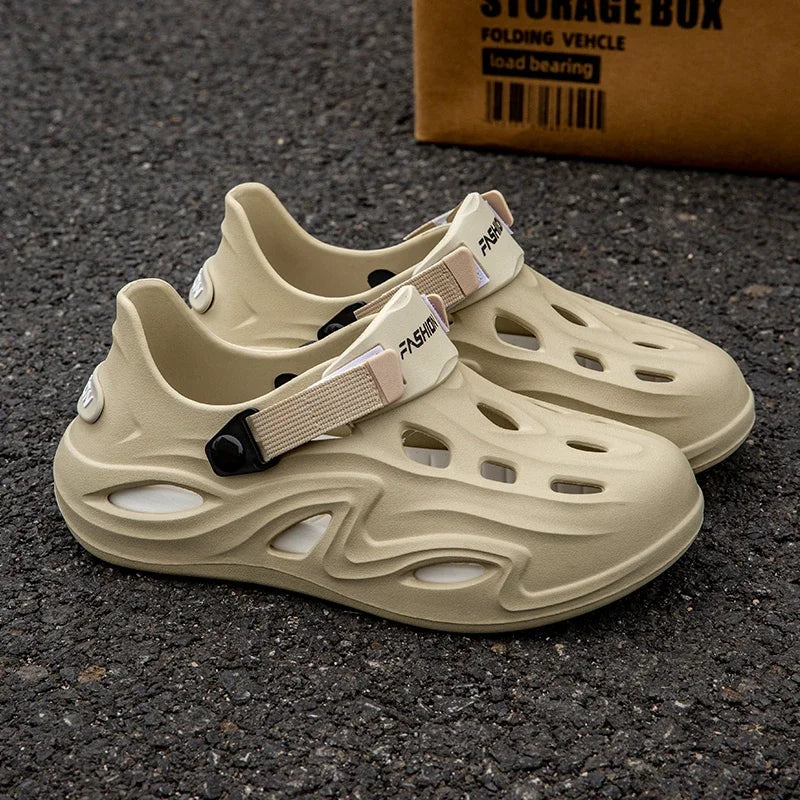 Men Summer Anti-slip Soft EVA Slippers Male Outdoor Hole Garden Sandals Casual Breathable Comfortable Flat Indoor Shoes