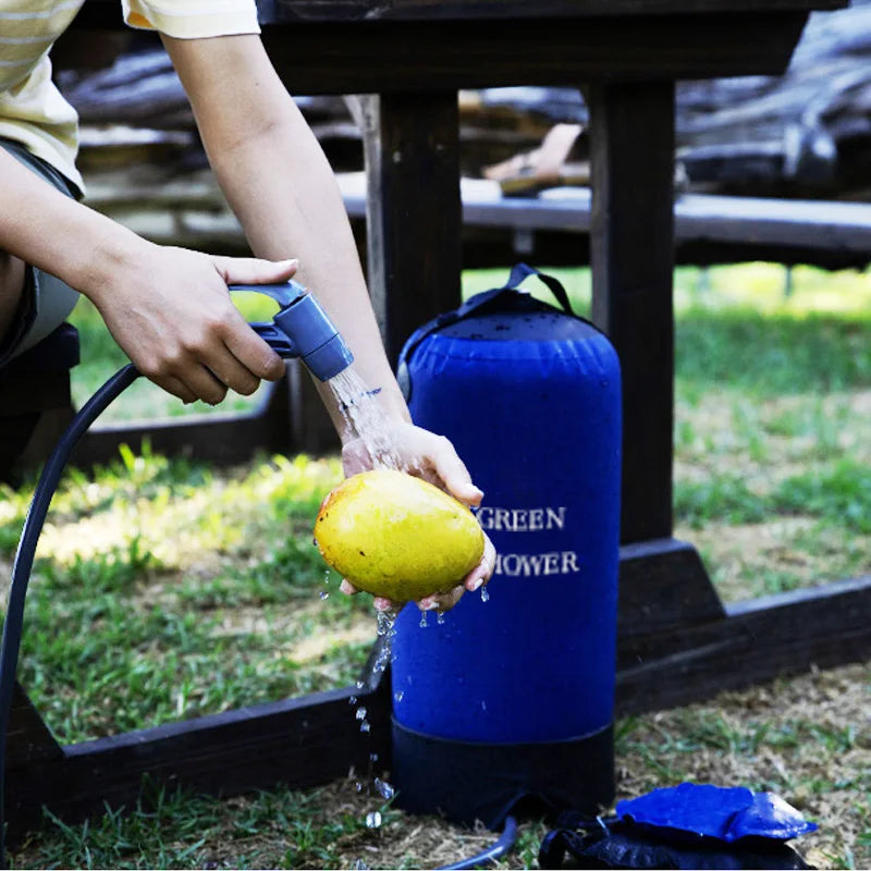 Lohascamping Outdoor Pressure Shower Portable 11L Inflatable Shower Water Bag Camping Lightweight PVC Bathing Bag Washing Tools