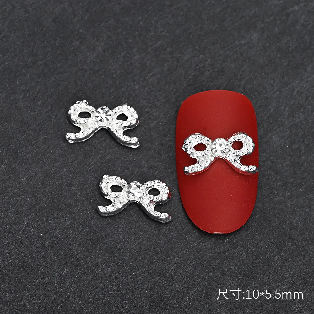 10Pcs Ballet Dance Shoes 3D Nail Charms 8mm Pink Metal Dance Shoes Ribbon Nail Art DIY Kawaii Ballet Bows Manicure Supplies &*&