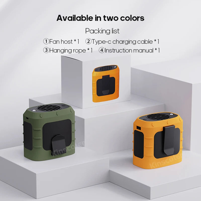 8000mAh Outdoor Waist Fan Portable Multifunctional Camping Fan Bladeless Hanging Neck Fan with Power Bank LED Lighting