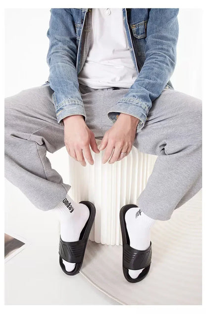 New Cross-Border Style Slippers For Men Anti-Slip Indoor Bathroom Use Couple Home Outer Wear PVC Soled And Faced Slippers For Wo