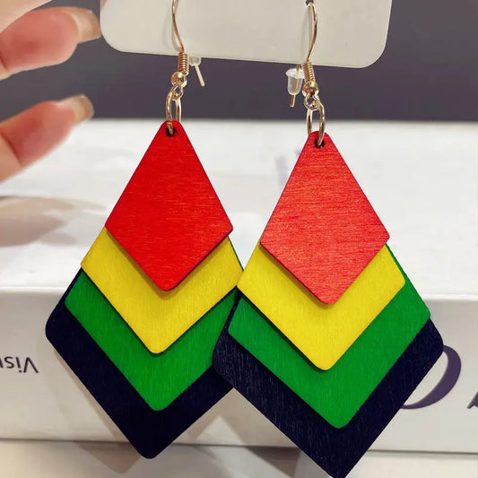 European and American style geometric exaggerated earrings fashionable candy color contrast minimalist drop earrings
