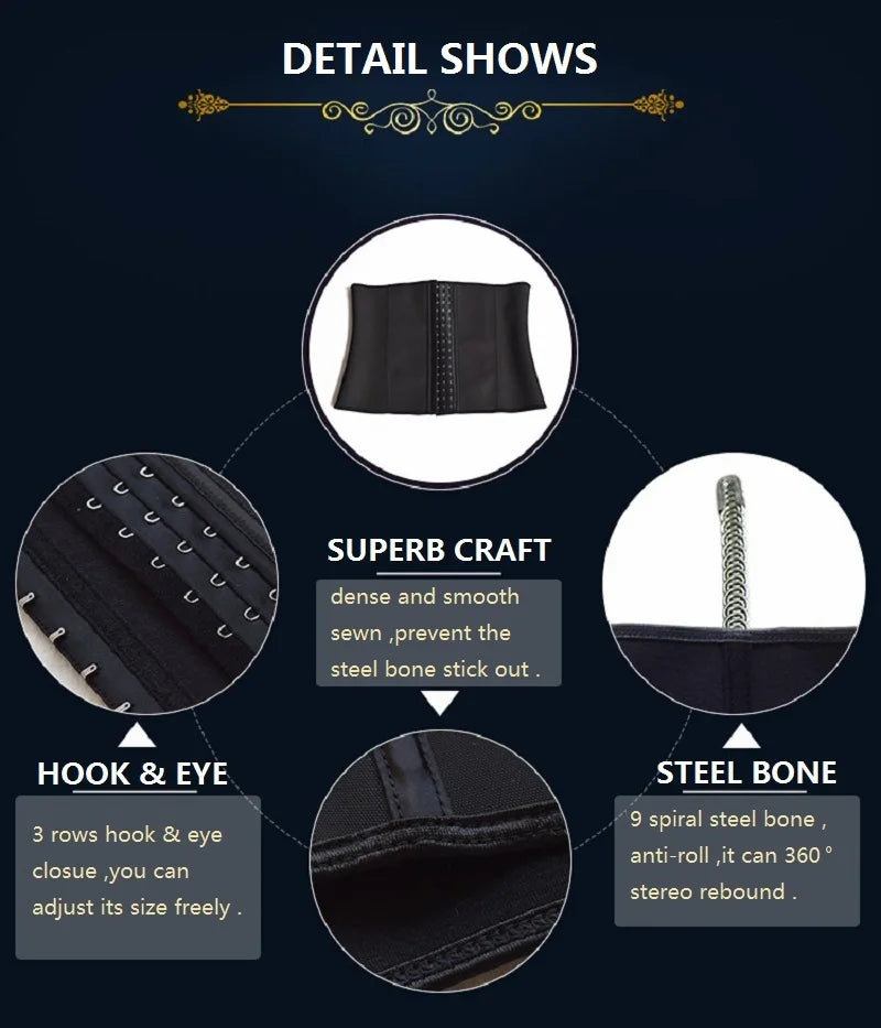 AfruliA Fajas Colombians Girdles Latex Waist Trainer Long Torso Corset Shapewear Slimming Belly Sheath Body Shaper 9 Steel Bones