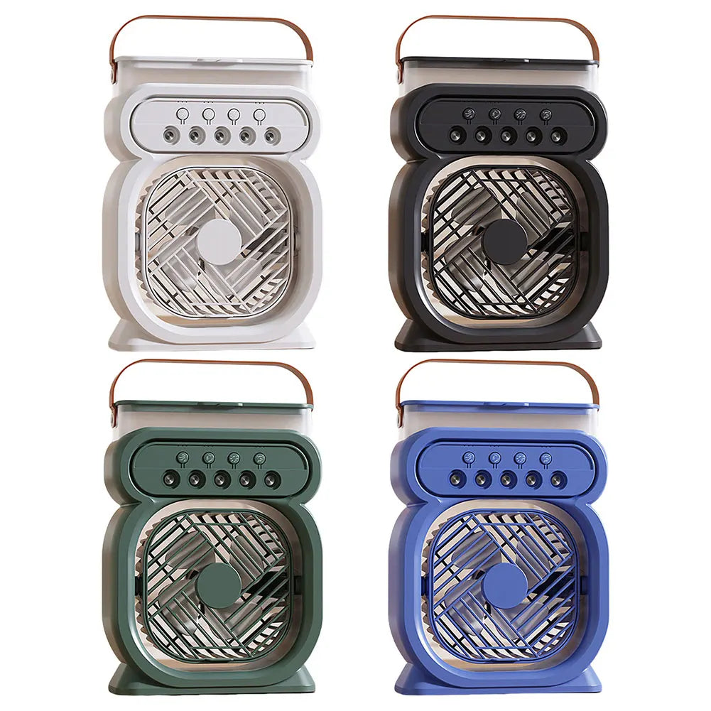 3 In 1 Humidifier Fan LED Night Lights Small Cooling Fan Desktop Spray Fan for Room Bedroom Office Desk