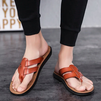 Mens Flip Flops Artificial Leather Slippers Beach Shoes Summer Casual Chanclas Hombre Infradito Uomo Japonki Sales Promotion