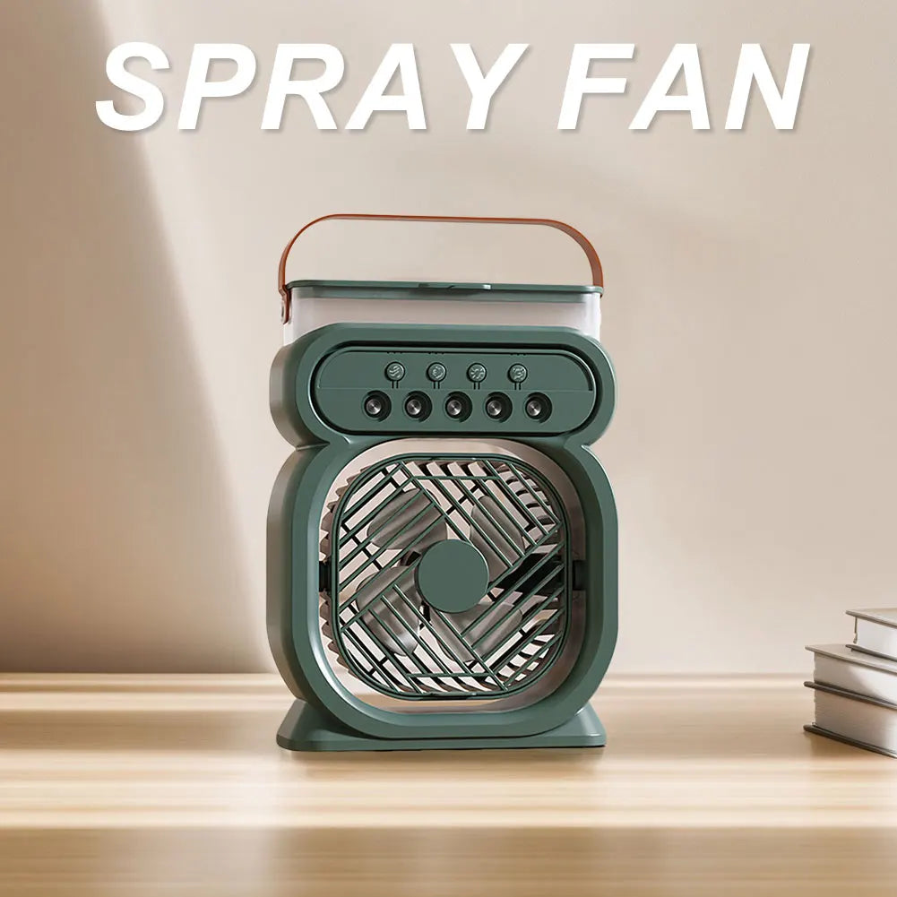 3 In 1 Humidifier Fan LED Night Lights Small Cooling Fan Desktop Spray Fan for Room Bedroom Office Desk