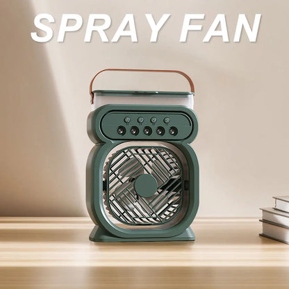 3 In 1 Humidifier Fan LED Night Lights Small Cooling Fan Desktop Spray Fan for Room Bedroom Office Desk