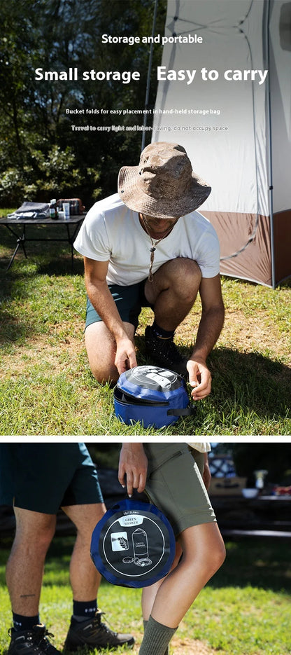 Lohascamping Outdoor Pressure Shower Portable 11L Inflatable Shower Water Bag Camping Lightweight PVC Bathing Bag Washing Tools