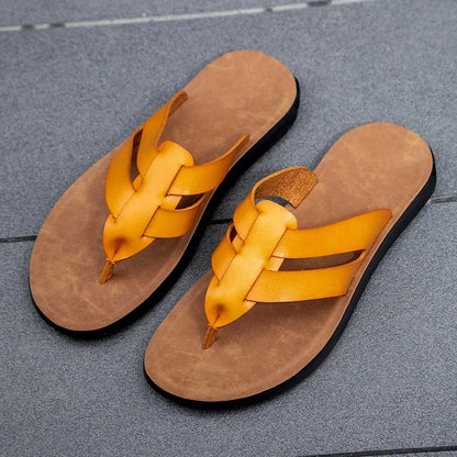 Mens Flip Flops Artificial Leather Slippers Beach Shoes Summer Casual Chanclas Hombre Infradito Uomo Japonki Sales Promotion