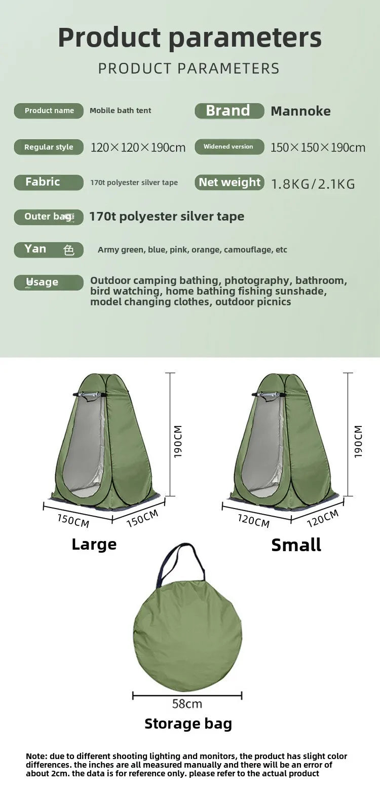 Shower Tent Outdoor Camping Camping Mobile Toilet Changing Clothes Tent Toilet Tent Single Bath Cover with Window Army Green