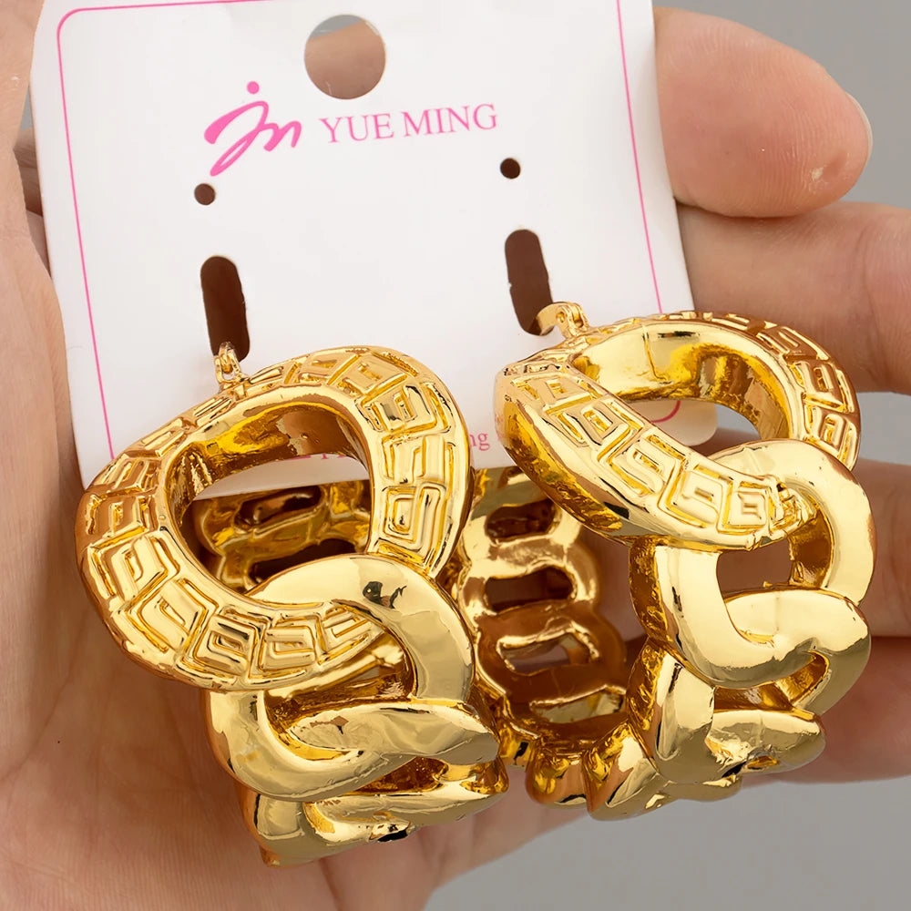 Large Earrings for African American 18k Gold Plated Jewelry Fashion Beautiful Dubai Women Hoope Earring Wholesale