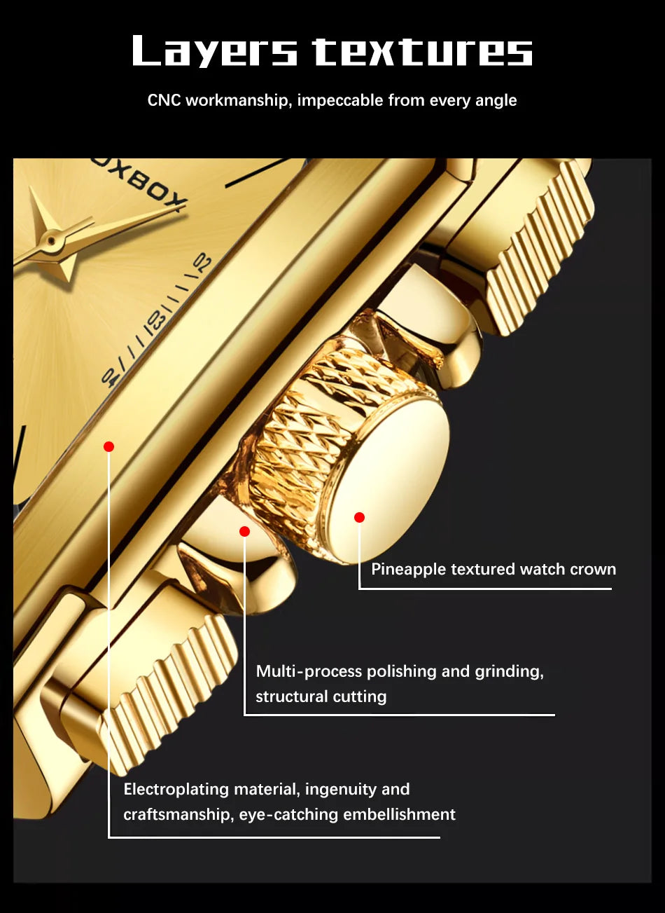 LIGE Fashion Men Quartz Wristwatches FOXBOX Top Brand Luxury Chronograph Square Digital Watch Men Casual Sports Waterproof Clock