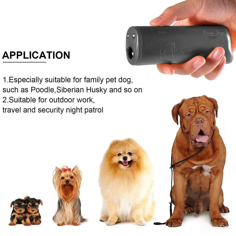3 in 1 Pet Dog Repeller Whistle Ultrasonic Anti Barking Stop Bark Device with Flash Light Outdoor Pets Dogs Repellent Training