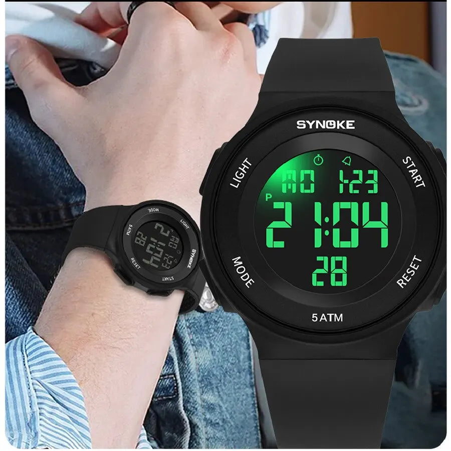 SYNOKE Student Electronic Watch Unisex Sport Watch Multifunction Military Sports Waterproof Luminous LED Digital Men Big Dial