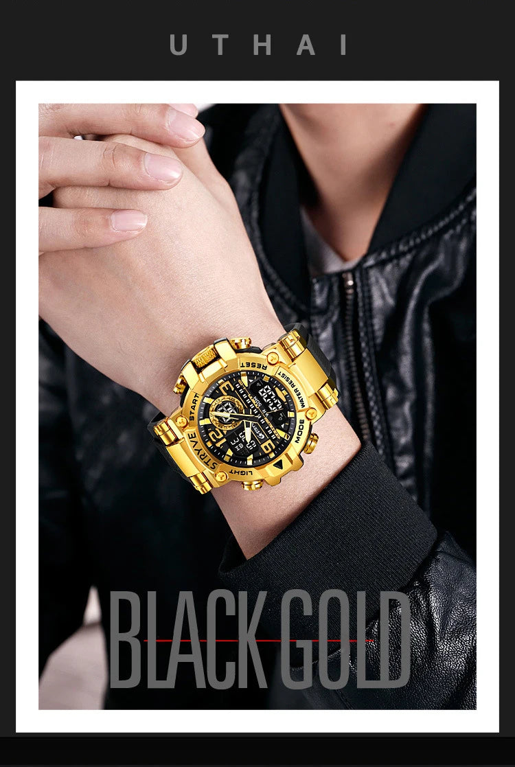 UTHAI CQ254 Fashion Sports electronics Watch Colorful Night Light Man watch Waterproof Multi functional Clock watches for man