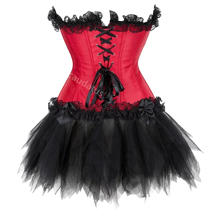 Corset  Dress Tutu Skirt Corset Bustier Lace Party Showgirl Dance Plus Size Gothic Sexy Costume Burlesque Exotic Green Purple