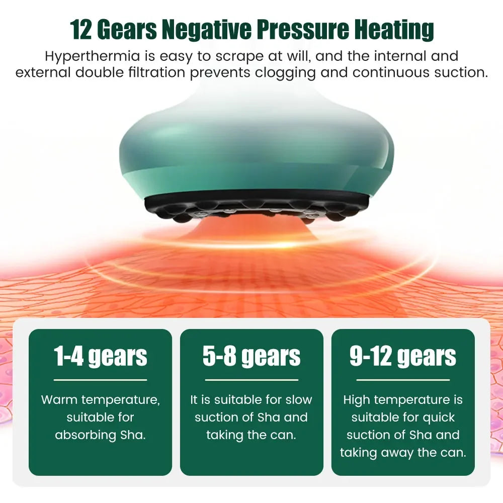 12 Levels Electric Cupping Massager Vacuum Suction Cup GuaSha  Anti Cellulite Scraping Heating Body Slimming Massage Therapy