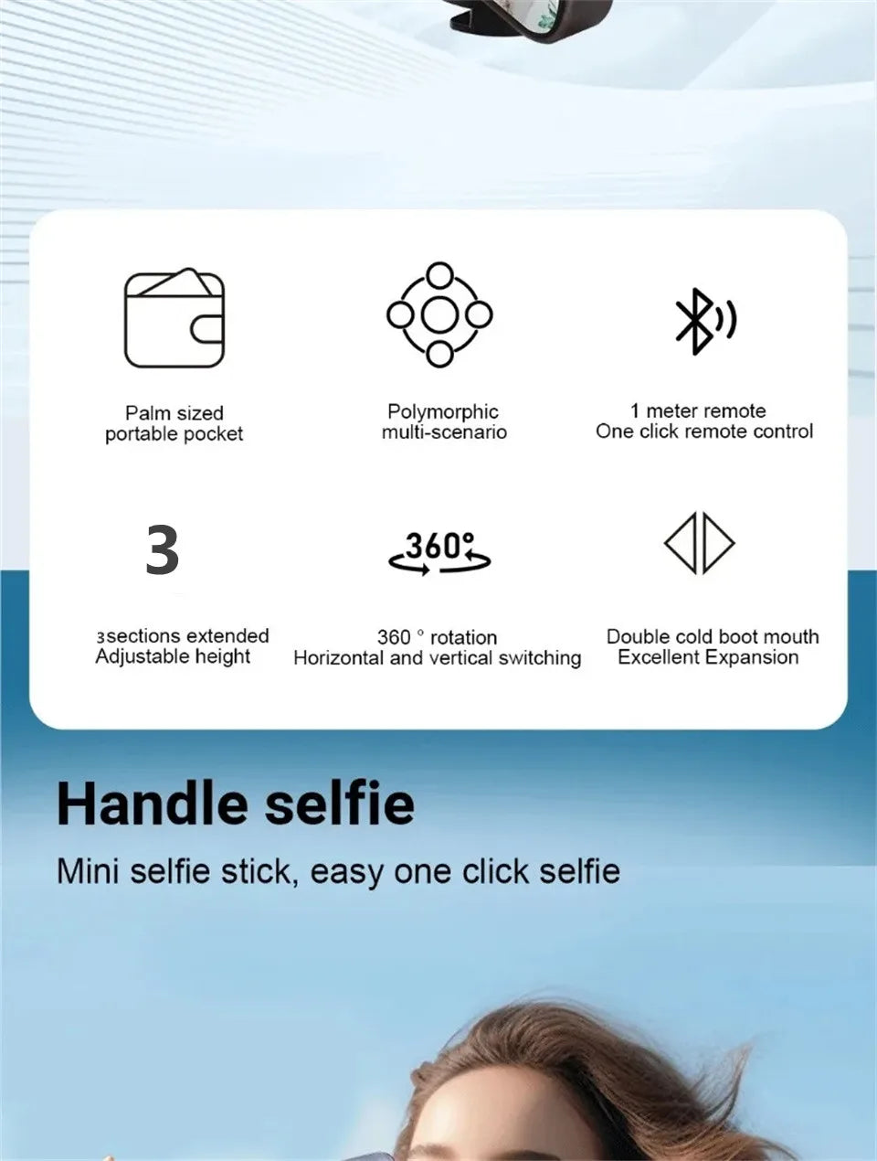 FGCLSY Mobile selfie stick handle, tripod photography tool handheld stabilizer shooting assistant multifunctional portable stand