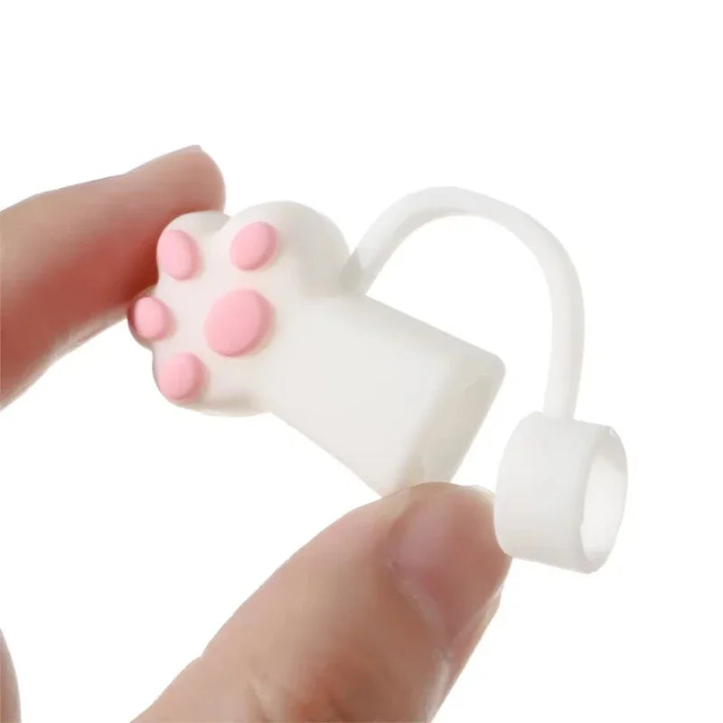 1/3Pcs Cartoon Cute Cat Claw Straw Cover Glass Beverage Dustproof Straw Cover Kitchen Beverage Straw Accessories