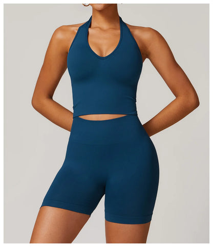 Hanging Neck Bra Sports Bra Seamless Sports Underwear Bra Open Back Fitness Yoga Top Bras Support Women Workout Gym Crop Top