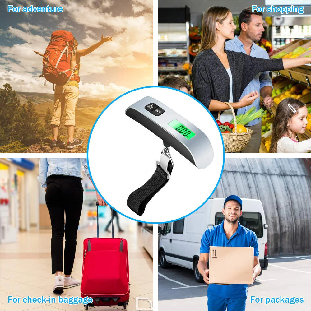 110Lb/50Kg Portable Digital Luggage Weight Scale LCD Display Pocket Electronic Suitcase Travel Scale Balance Baggage Weight Tool