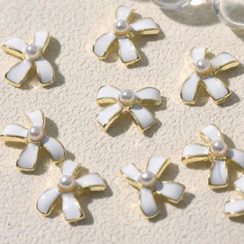 10Pcs Ballet Dance Shoes 3D Nail Charms 8mm Pink Metal Dance Shoes Ribbon Nail Art DIY Kawaii Ballet Bows Manicure Supplies &*&