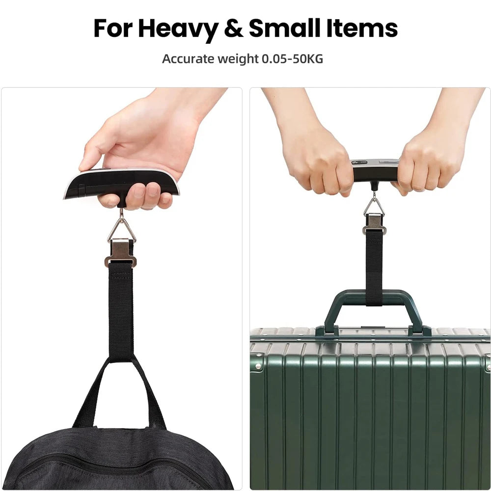 110Lb/50Kg Portable Digital Luggage Weight Scale LCD Display Pocket Electronic Suitcase Travel Scale Balance Baggage Weight Tool