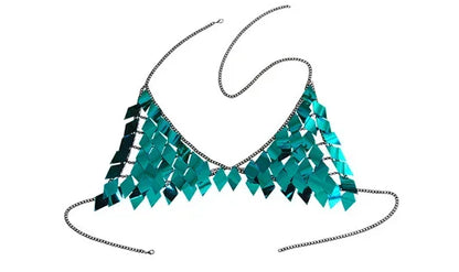 Sequins Skirt Set Women Festival Party Rave Outfit Backless Sexy Body Chain Nightclub Gogo Dancer Costume Summer Beach Wear Jazz