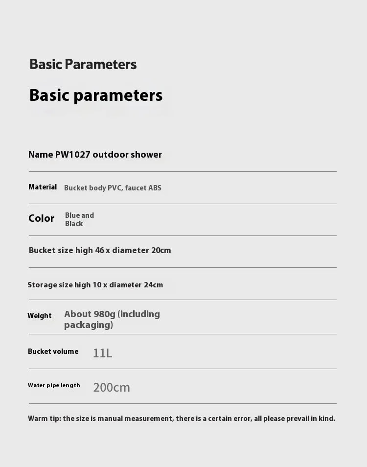 Lohascamping Outdoor Pressure Shower Portable 11L Inflatable Shower Water Bag Camping Lightweight PVC Bathing Bag Washing Tools