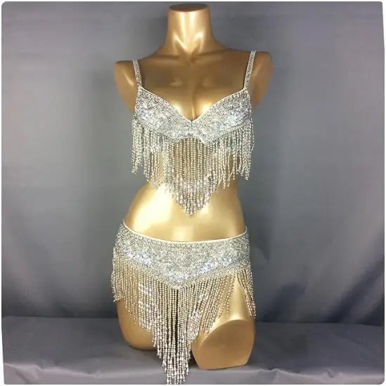 Sexy Hot girl bikini belly dance costume Bra stage show dance clothing nightclub bar evening party wear