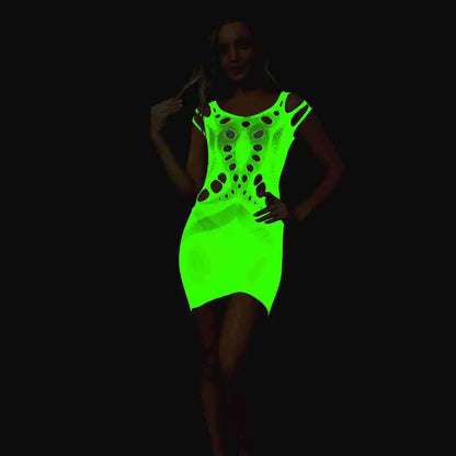 Pole Dance Clothing Luminous Glowing Lingerie Sexy Bodystocking Women Fishnet Gogo Dancer Outfit Rave Bodysuit Exotic Party