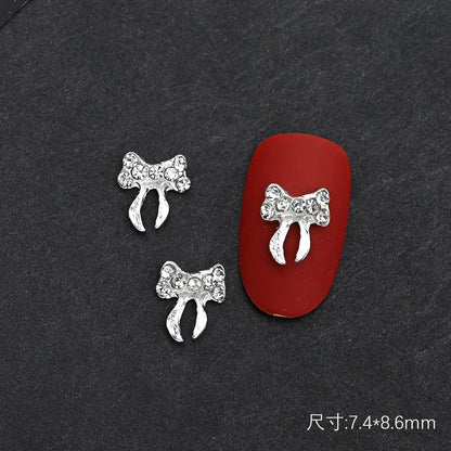 10Pcs Ballet Dance Shoes 3D Nail Charms 8mm Pink Metal Dance Shoes Ribbon Nail Art DIY Kawaii Ballet Bows Manicure Supplies &*&