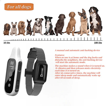 YHLC Electric Dog Training Collar Detachable Bark Rechargeable Anti Barking Shock Vibration Collar for All Dogs Pet
