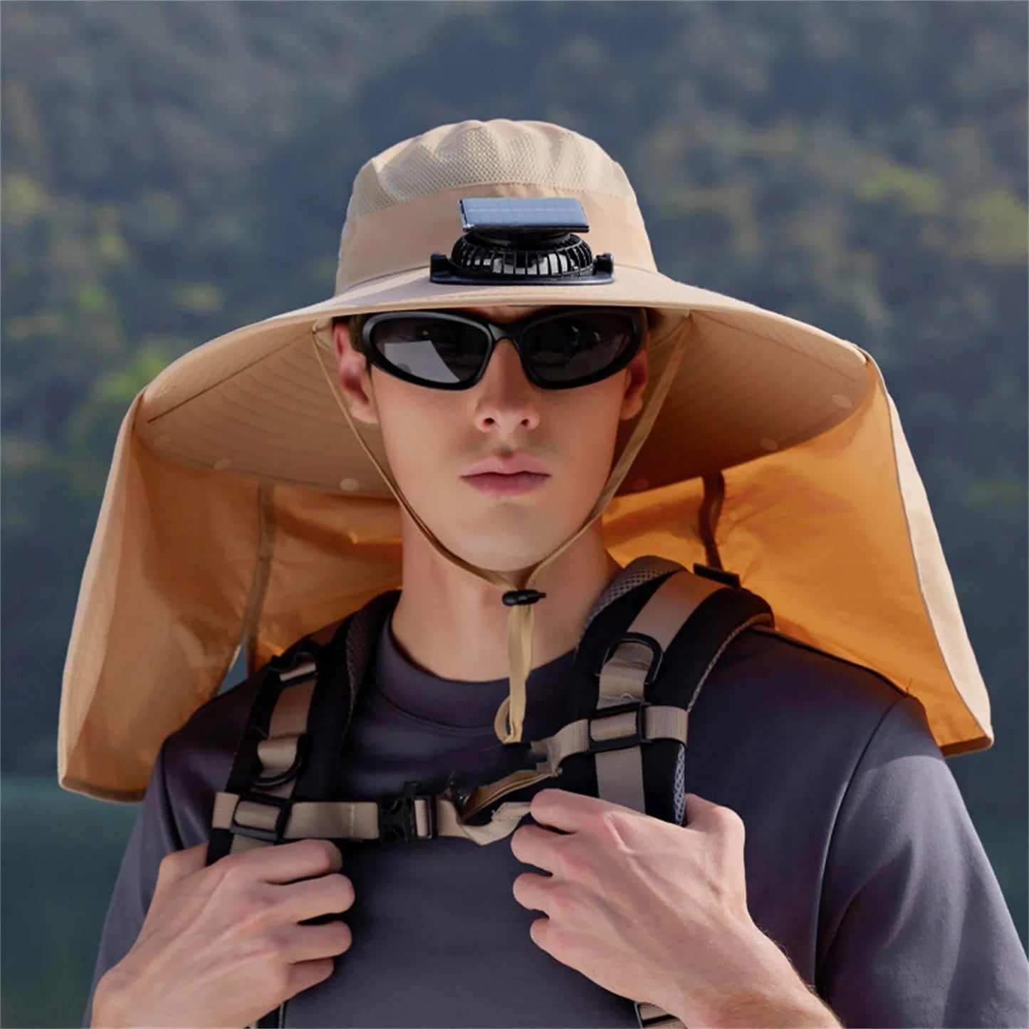 Solar-Powered Outdoor Cooling Fan Hat with Adjustable Brim - UV Protection Sun Cap for Fishing, Hiking & Summer Travel