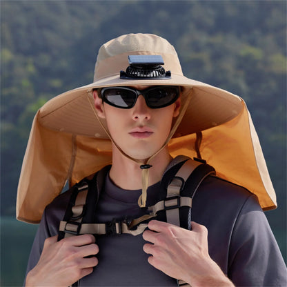Solar-Powered Outdoor Cooling Fan Hat with Adjustable Brim - UV Protection Sun Cap for Fishing, Hiking & Summer Travel