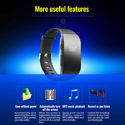 Mini Digital Voice Recorder 4GB Wrist Watch Audio Recording Dictaphone Noise Reduction Sound Recording MP3 Player for Business