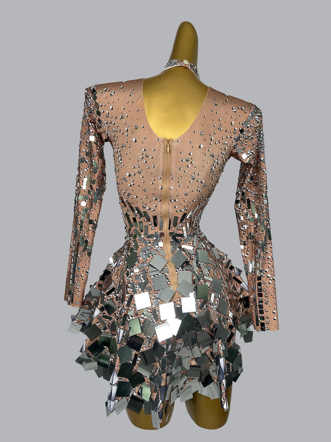 Women's Sexy Stage Rhinestones Mirrors Bodysuit Birthday Celebrate Party Outfit Singer Dancer Show Leotard Performance Costume