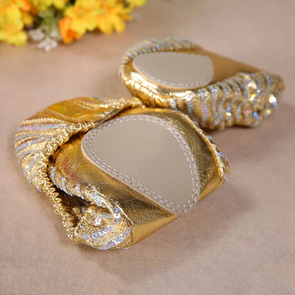 Women Girl Belly Dance Shoes Striped Slipper Flat Ballet Gymnastics Dancing Shoes Soft Sole Non-slip Flat Shoes