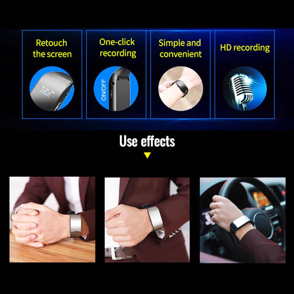 Mini Digital Voice Recorder 4GB Wrist Watch Audio Recording Dictaphone Noise Reduction Sound Recording MP3 Player for Business