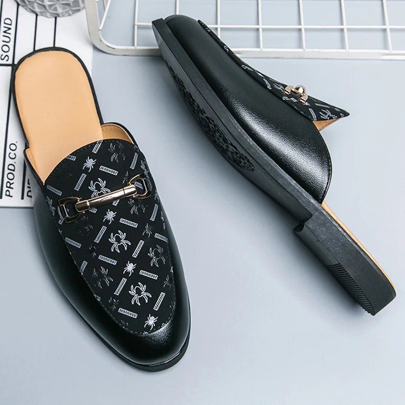 Luxury Designer Brand Men's Printing Pattern Sandals Half Sequin Shoes For Men Mules Casual Shoes Slides Loafers Slippers