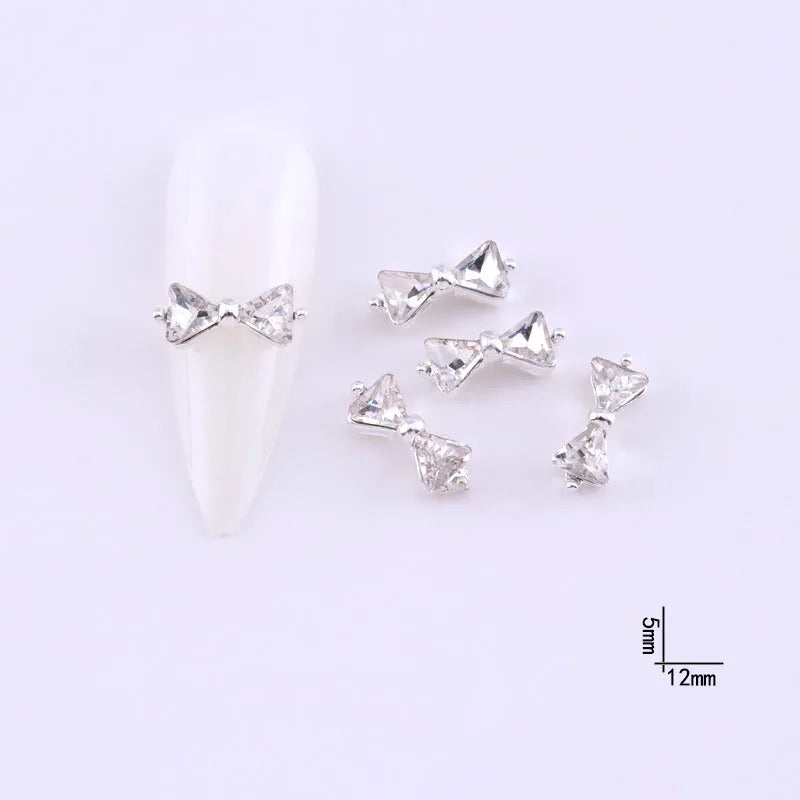 10Pcs Ballet Dance Shoes 3D Nail Charms 8mm Pink Metal Dance Shoes Ribbon Nail Art DIY Kawaii Ballet Bows Manicure Supplies &*&