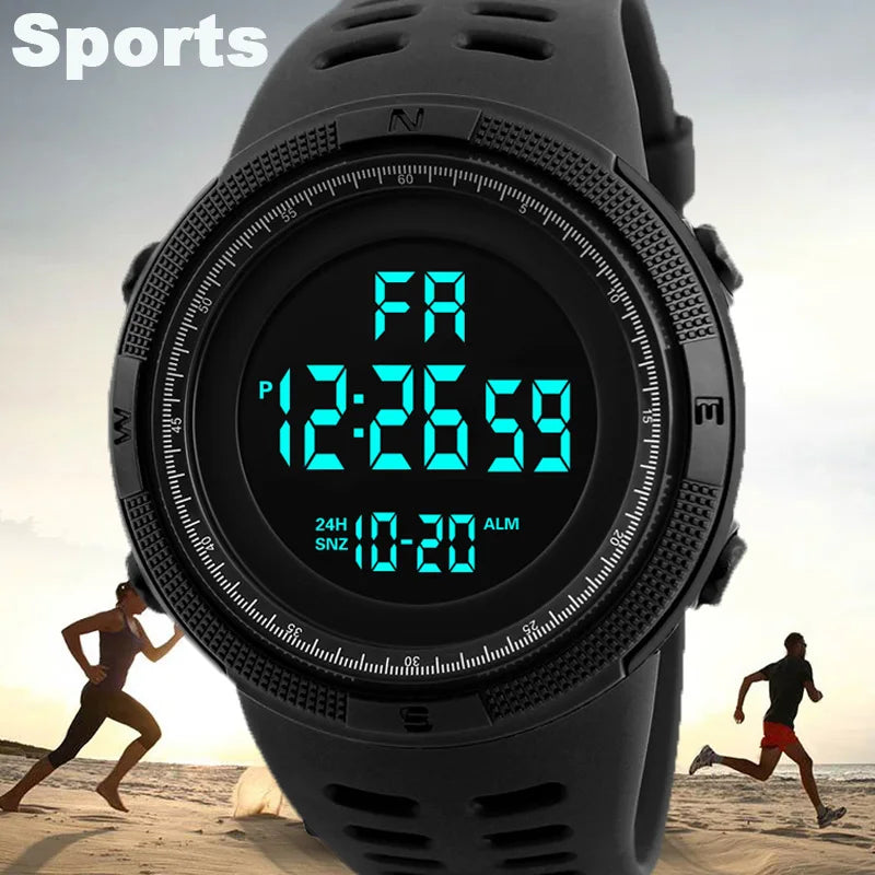 YIKAZE Men's Digital Electronic Watch Sports Glow 50mm Large Dial Student Outdoor Adventure Trend Multifunctional Watches Clock