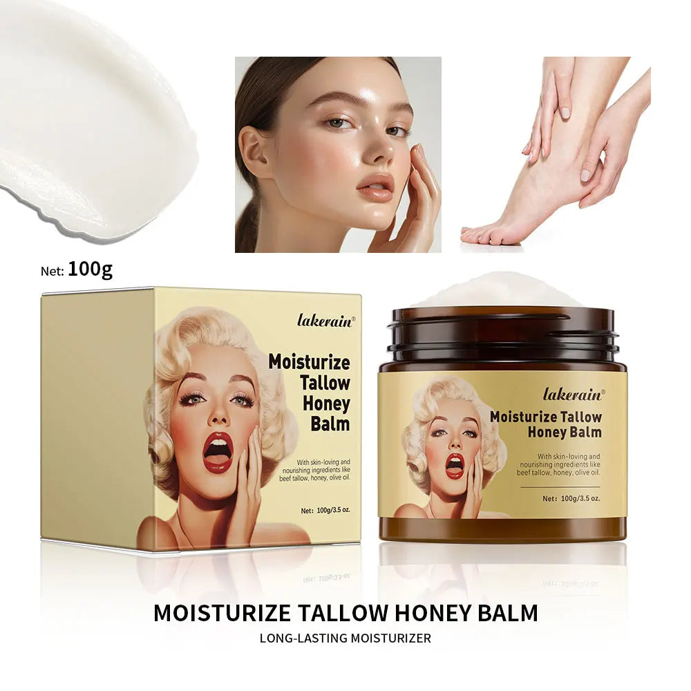 2pcs Whipped Beef Tallow and Manuka Honey Balm100ml Organic Face Cream Moisturizer Body Lotion Skin Care and Lip Balm