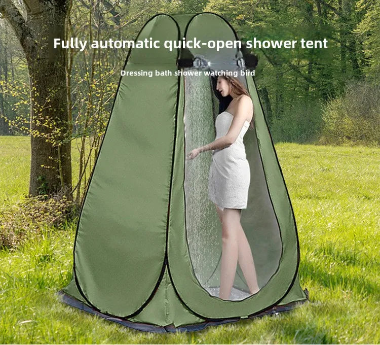 Shower Tent Outdoor Camping Camping Mobile Toilet Changing Clothes Tent Toilet Tent Single Bath Cover with Window Army Green