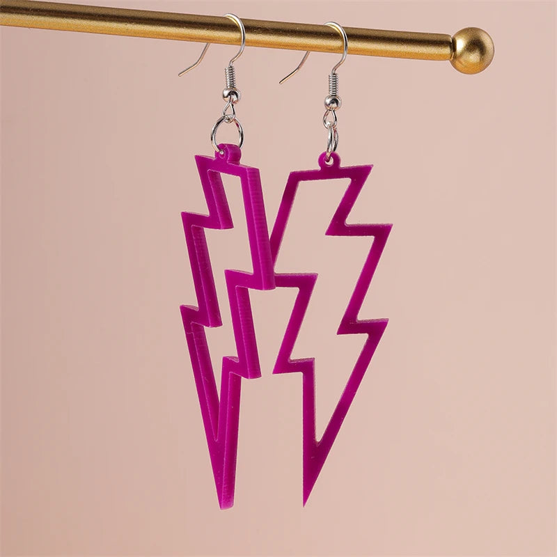 Fashion Candy Color Acrylic Lightning Drop Earrings for Women Cool Long Dangle Earrings Girls Party Festival Jewelry Gifts