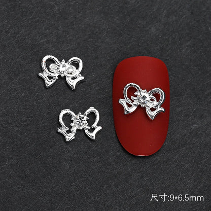 10Pcs Ballet Dance Shoes 3D Nail Charms 8mm Pink Metal Dance Shoes Ribbon Nail Art DIY Kawaii Ballet Bows Manicure Supplies &*&