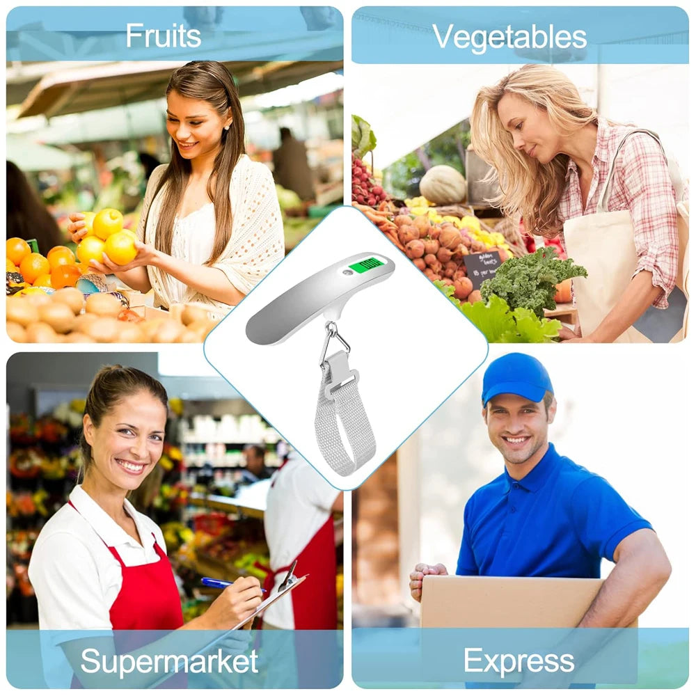 110Lb/50Kg Portable Digital Luggage Weight Scale LCD Display Pocket Electronic Suitcase Travel Scale Balance Baggage Weight Tool